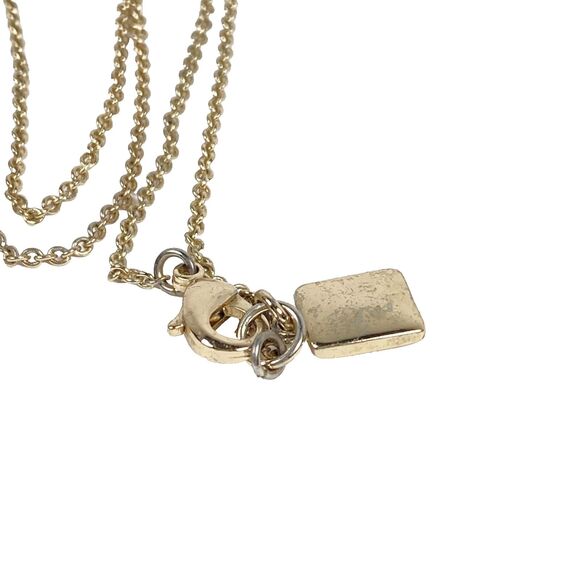 Colorful Rhinestone Statement Necklace Gold Tone Pendant Long Art Nouveau Style - Picture 6 of 8